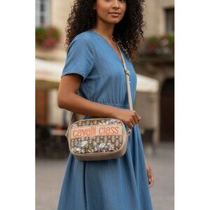 Cavalli Class Lucilla Camera Bag Floral Logo Crossbody NWT Spring Travel
